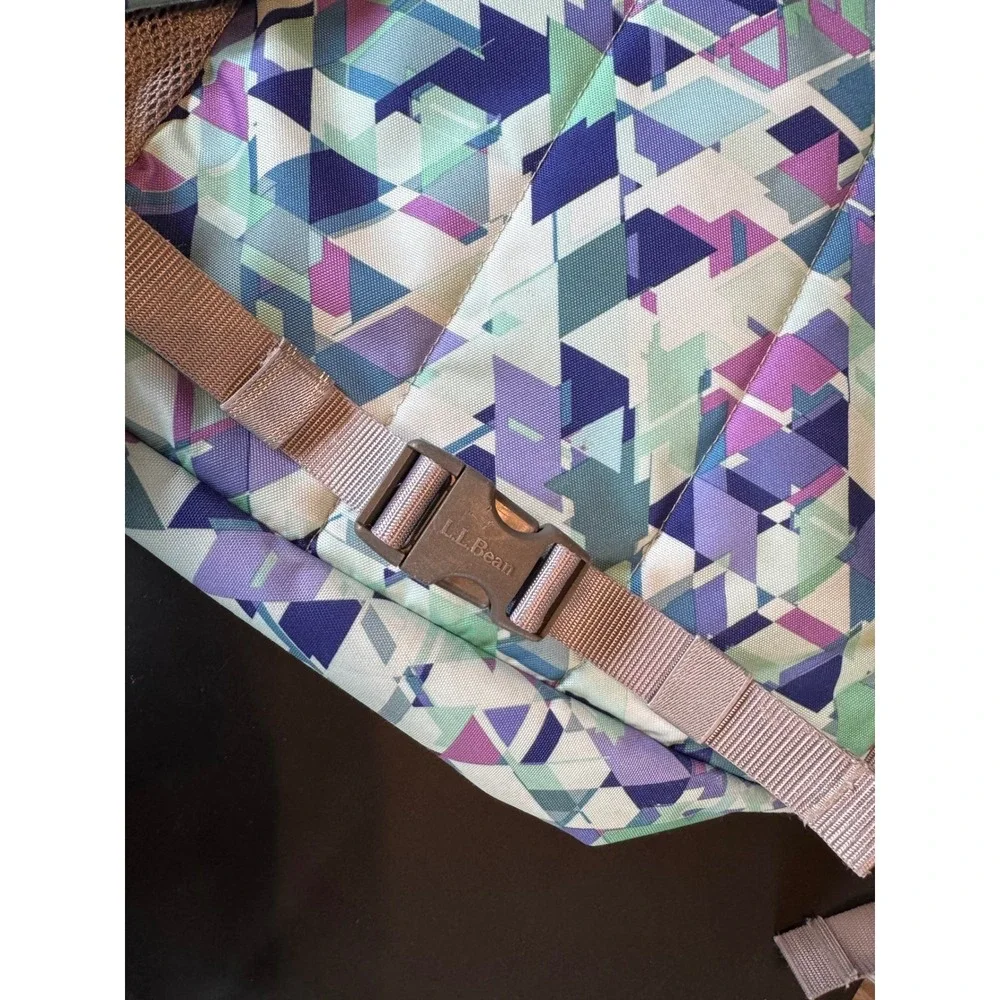 LL Bean Deluxe Book Pack Backpack Fresh Mint Prism Geometric Triangle Print 37L